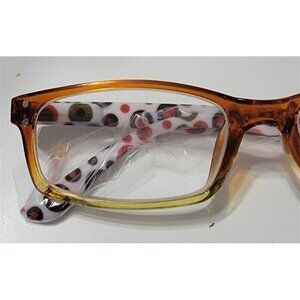 NWT Eye Keppler 1.0 Orange Sheer Polka Dot Rectangle Reading Glasses 115221